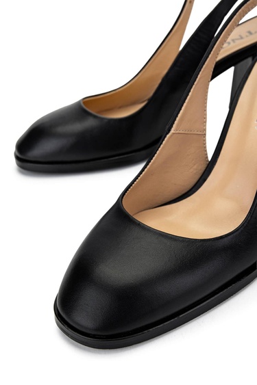  Tamer Tanca Kadın Hakiki Deri Siyah Deri Topuklu Ayakkabı