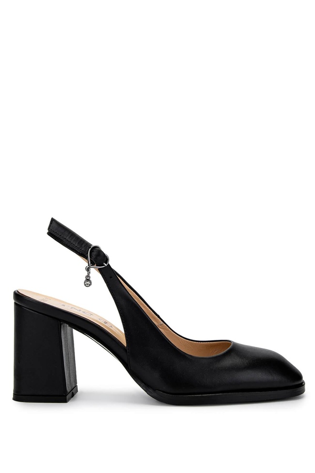  Tamer Tanca Kadın Hakiki Deri Siyah Deri Topuklu Ayakkabı