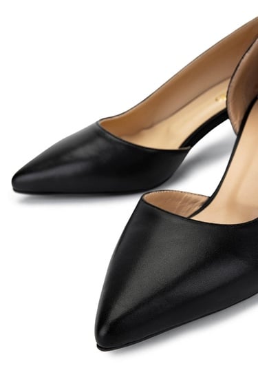  Tamer Tanca Kadın Hakiki Deri Siyah Topuklu Ayakkabı