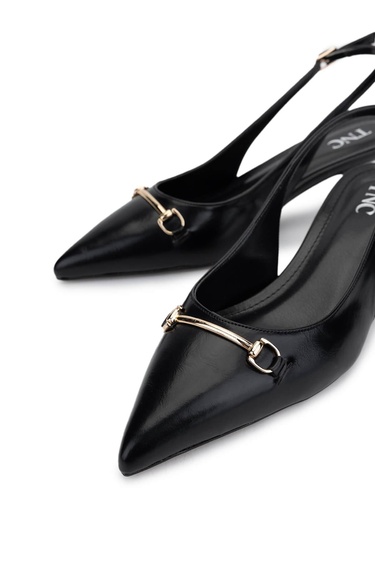  Tamer Tanca Kadın Vegan Siyah Topuklu Ayakkabı