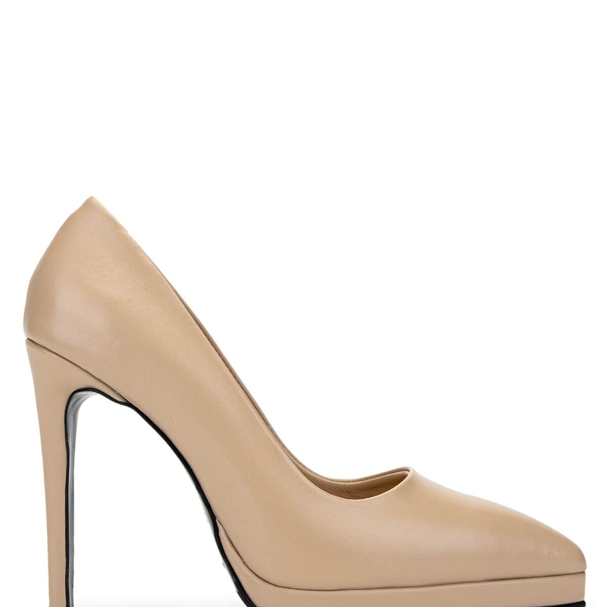 Tamer Tanca Kadın Hakiki Deri Bej Topuklu Ayakkabı