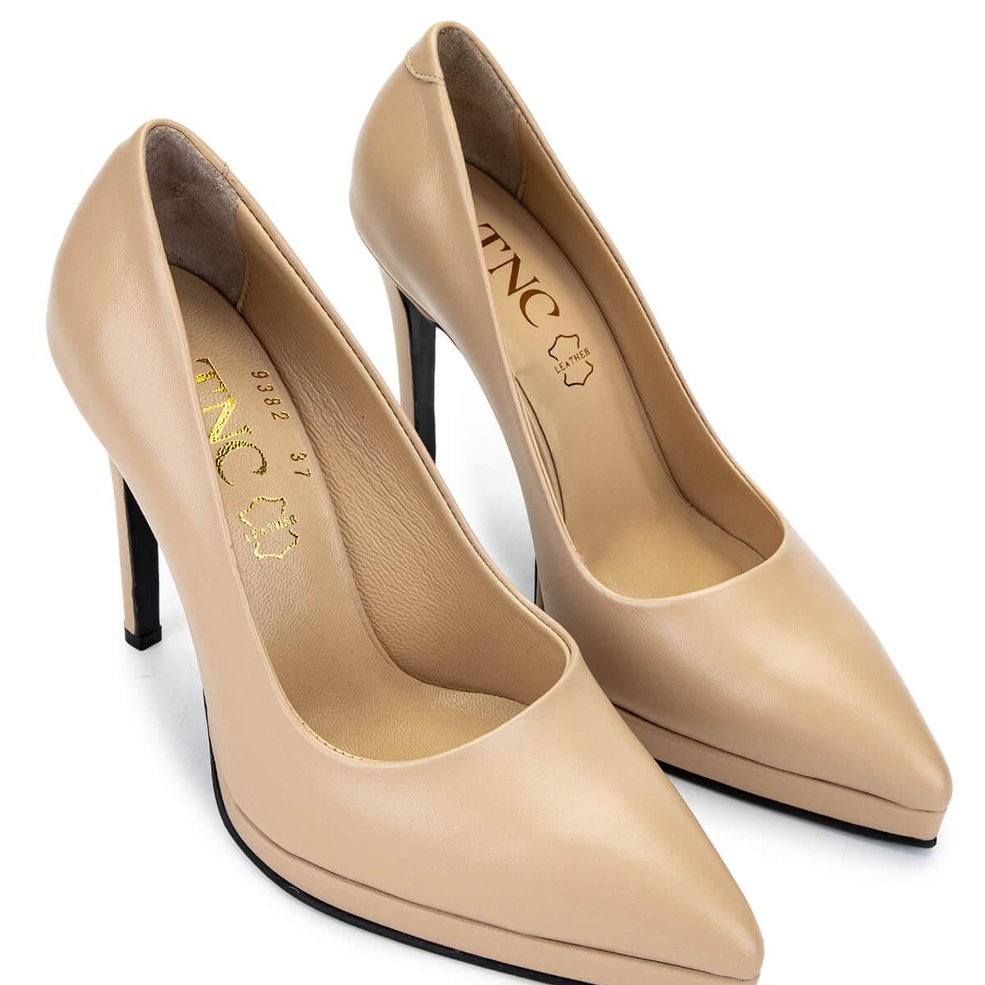 Tamer Tanca Kadın Hakiki Deri Bej Topuklu Ayakkabı