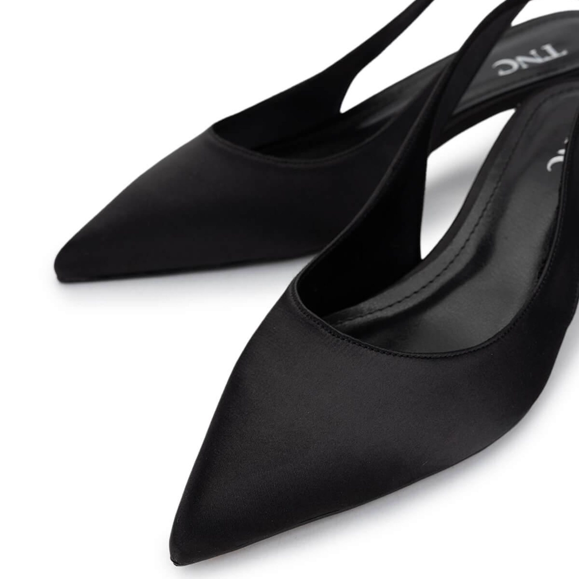 Tamer Tanca Kadın Vegan Siyah Saten Topuklu Ayakkabı