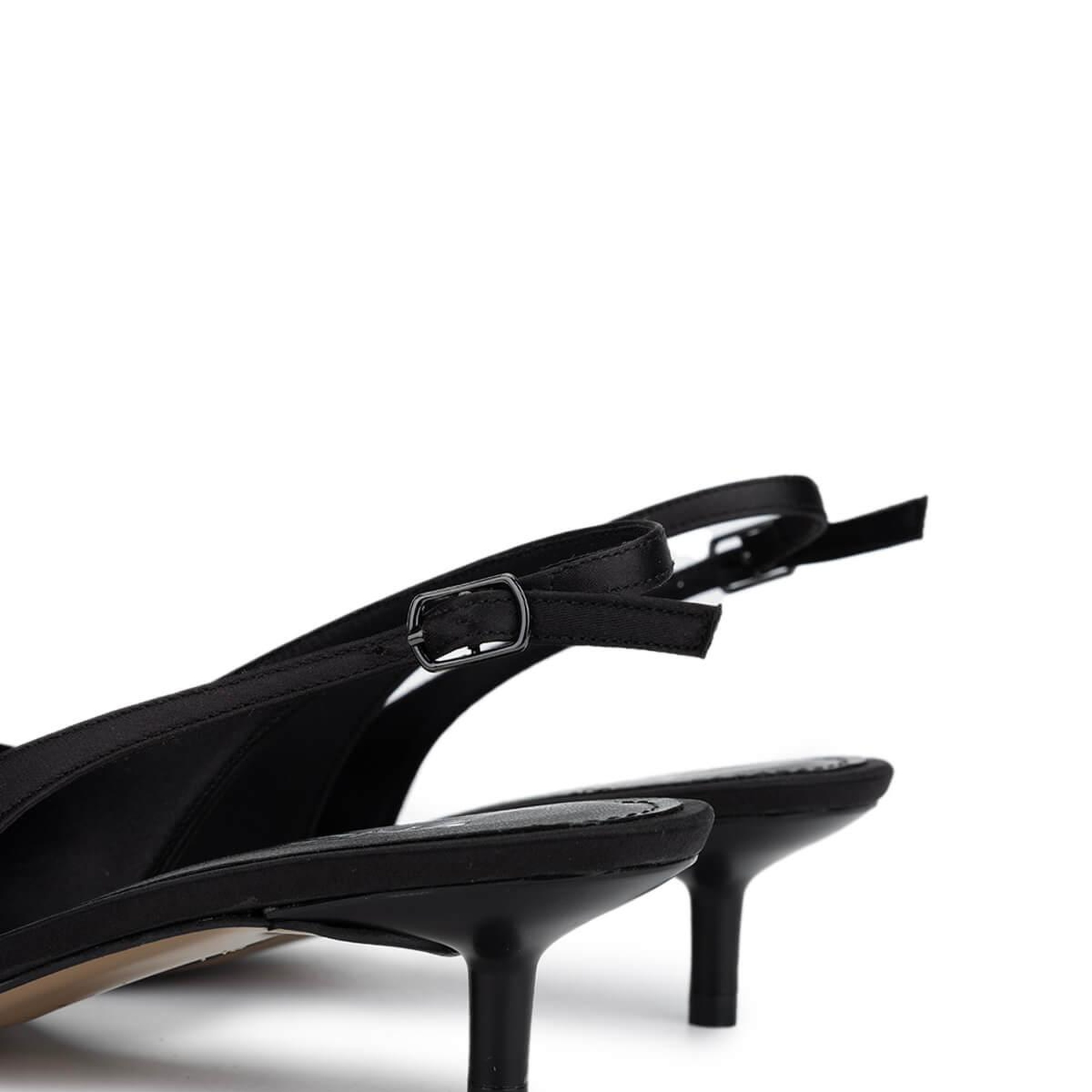 Tamer Tanca Kadın Vegan Siyah Saten Topuklu Ayakkabı