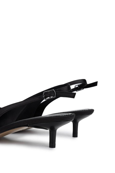  Tamer Tanca Kadın Vegan Siyah Saten Topuklu Ayakkabı