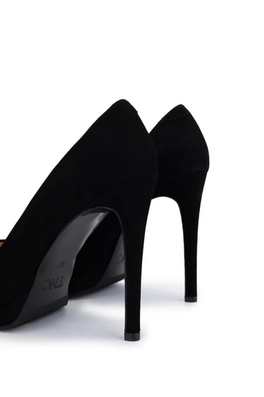  Tamer Tanca Kadın Hakiki Deri Siyah Süet Topuklu Ayakkabı