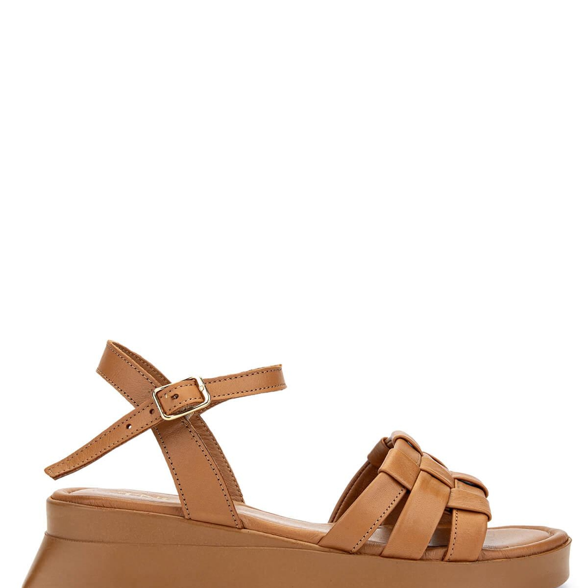 Tamer Tanca Kadın Hakiki Deri Taba Düz Sandalet