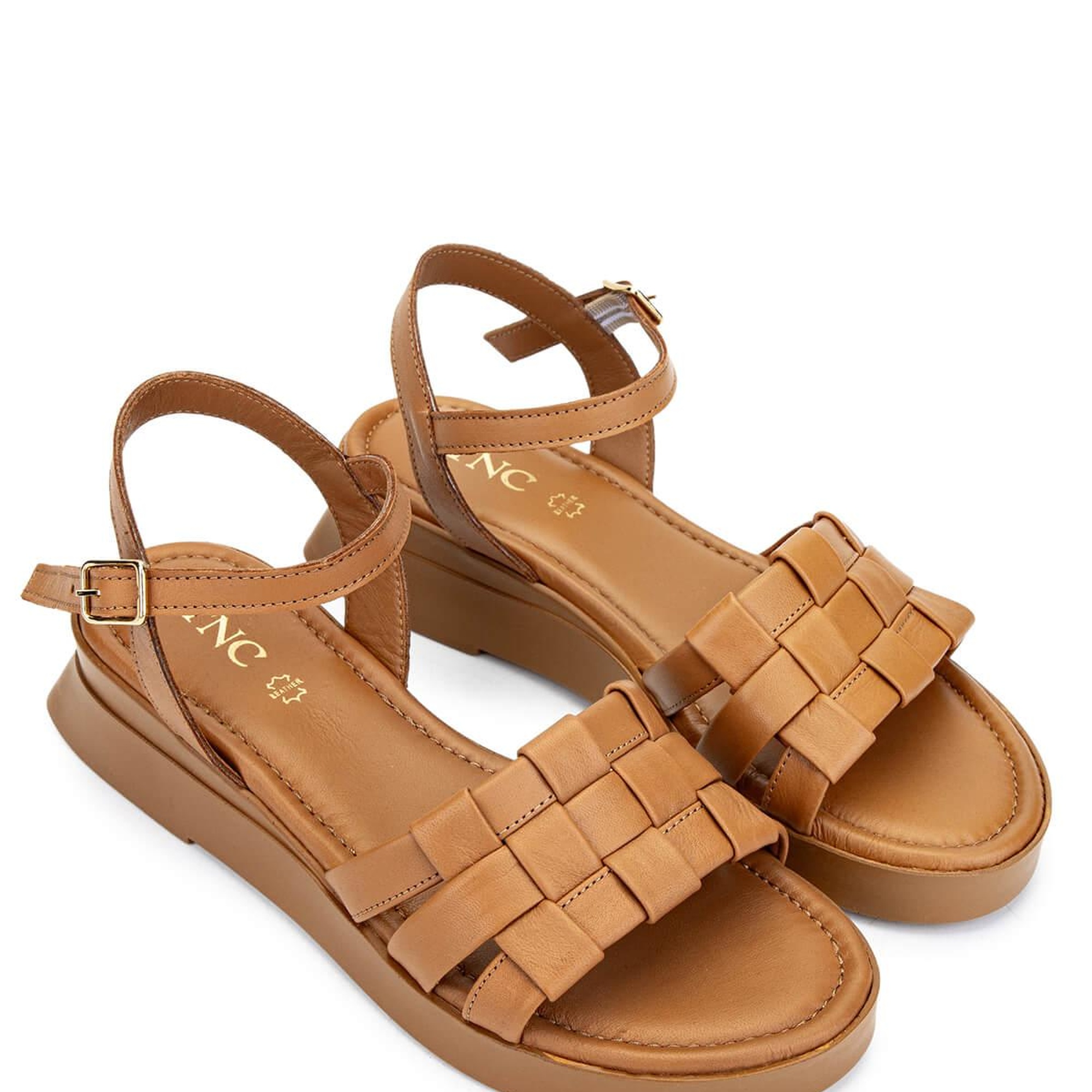 Tamer Tanca Kadın Hakiki Deri Taba Düz Sandalet