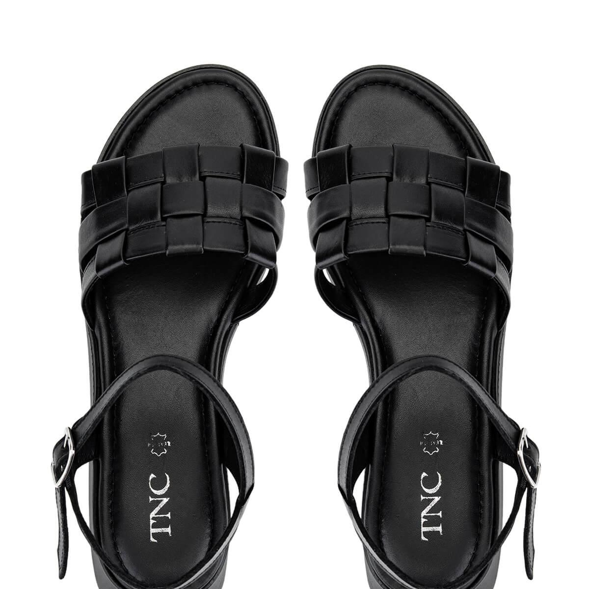 Tamer Tanca Kadın Hakiki Deri Siyah Deri Düz Sandalet