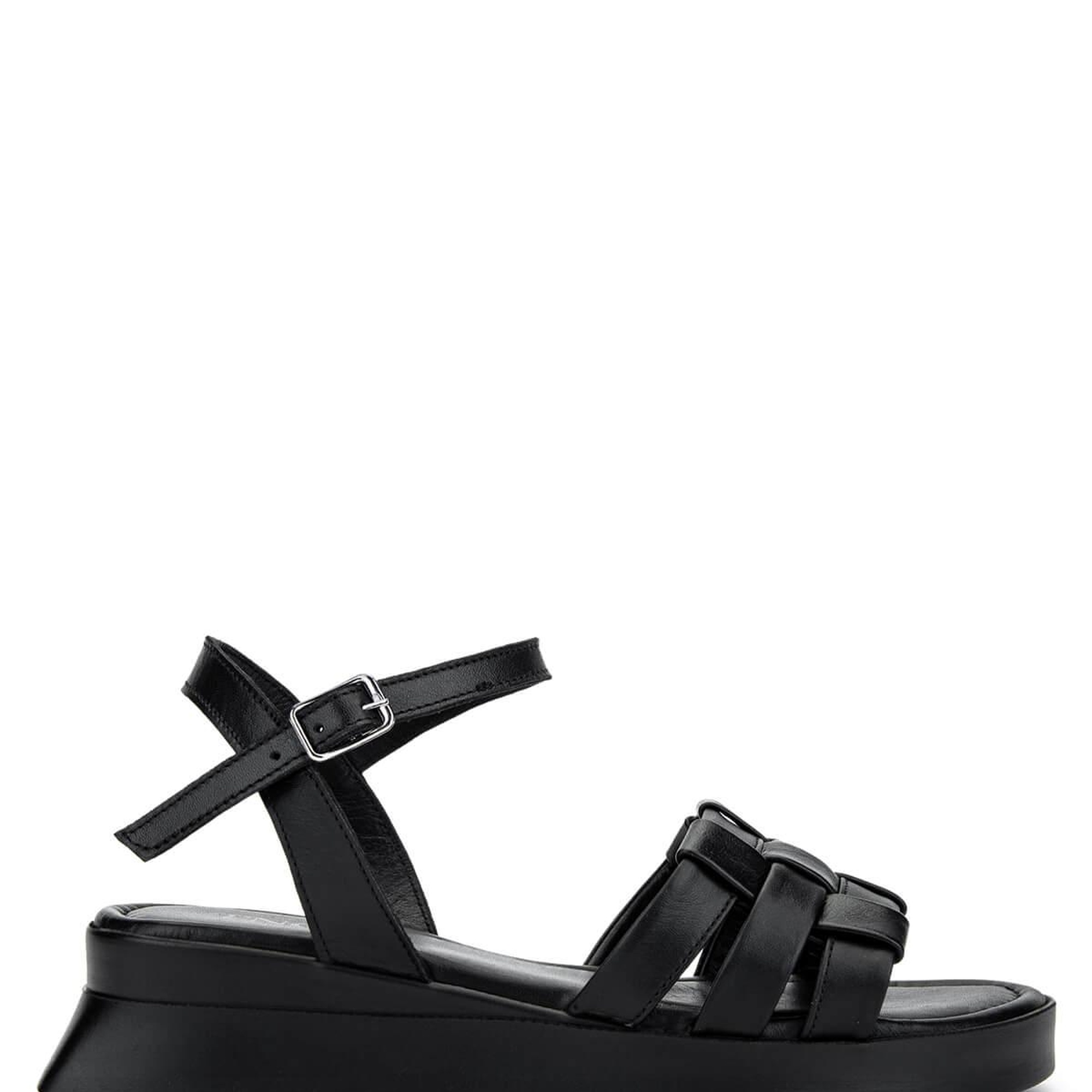 Tamer Tanca Kadın Hakiki Deri Siyah Deri Düz Sandalet