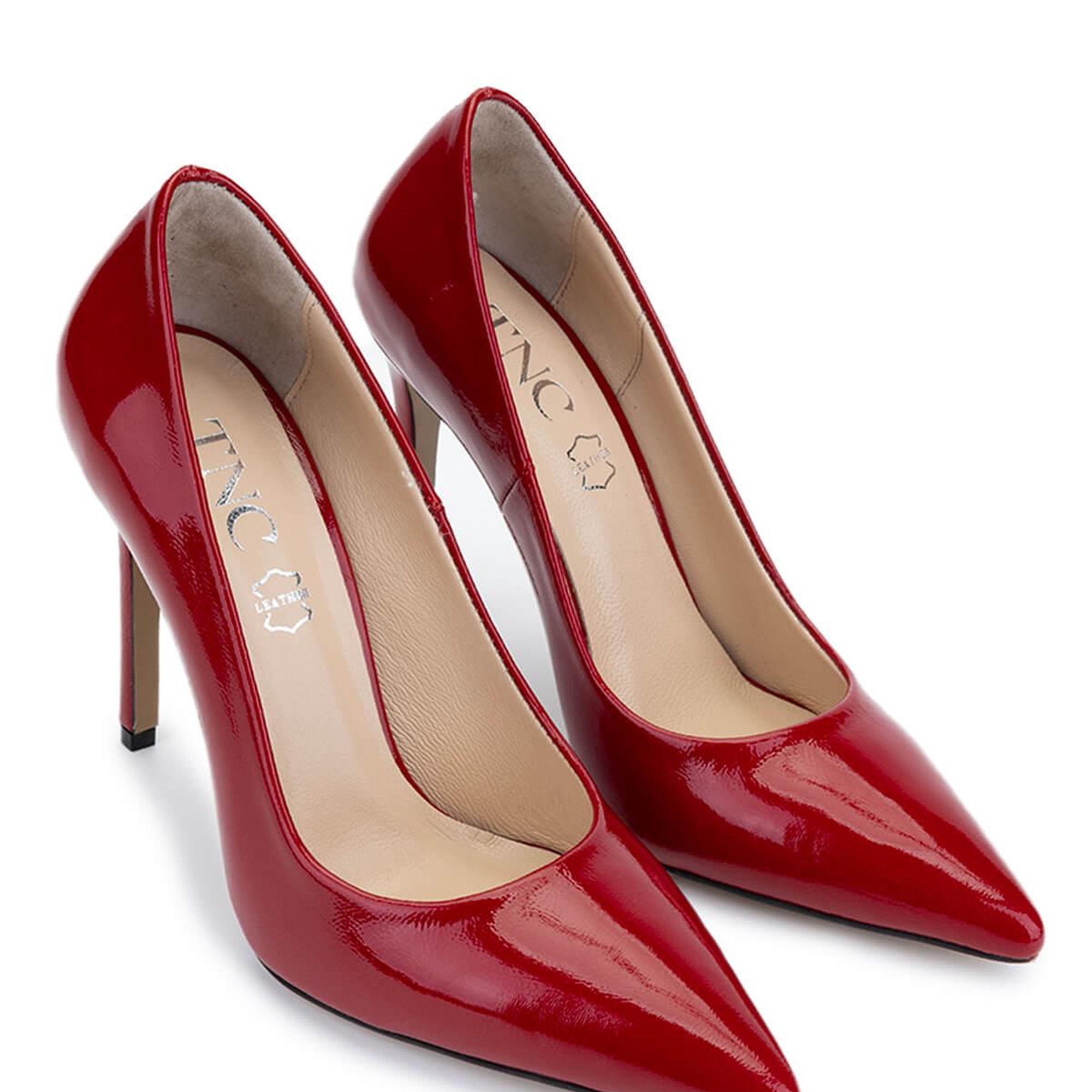Tamer Tanca Kadın Hakiki Deri Kırmızı Rugan Topuklu Ayakkabı