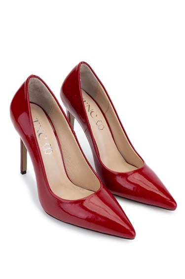  Tamer Tanca Kadın Hakiki Deri Kırmızı Rugan Topuklu Ayakkabı