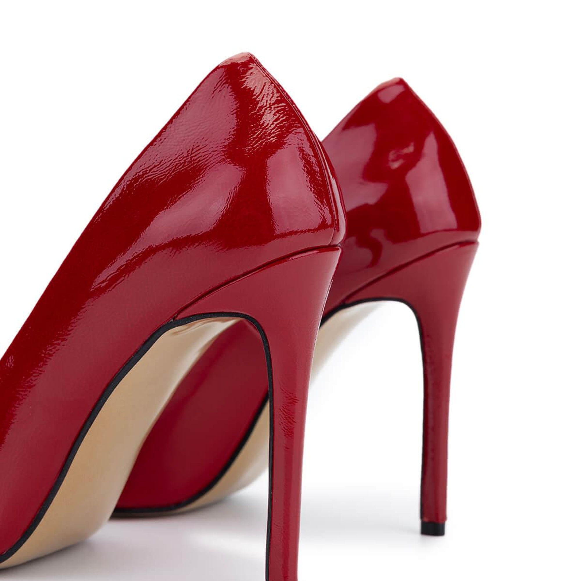 Tamer Tanca Kadın Hakiki Deri Kırmızı Rugan Topuklu Ayakkabı