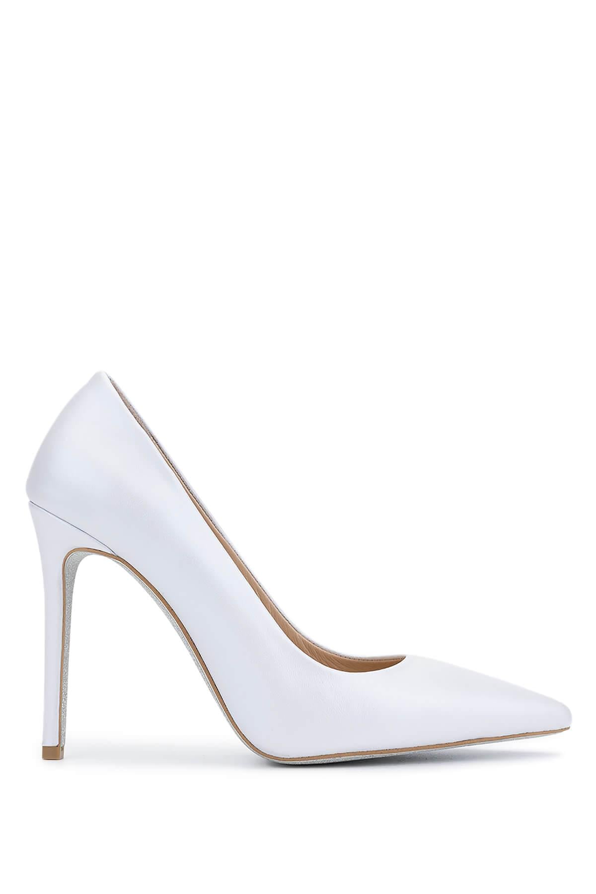  Tamer Tanca Kadın Hakiki Deri Beyaz Sedef Topuklu Ayakkabı