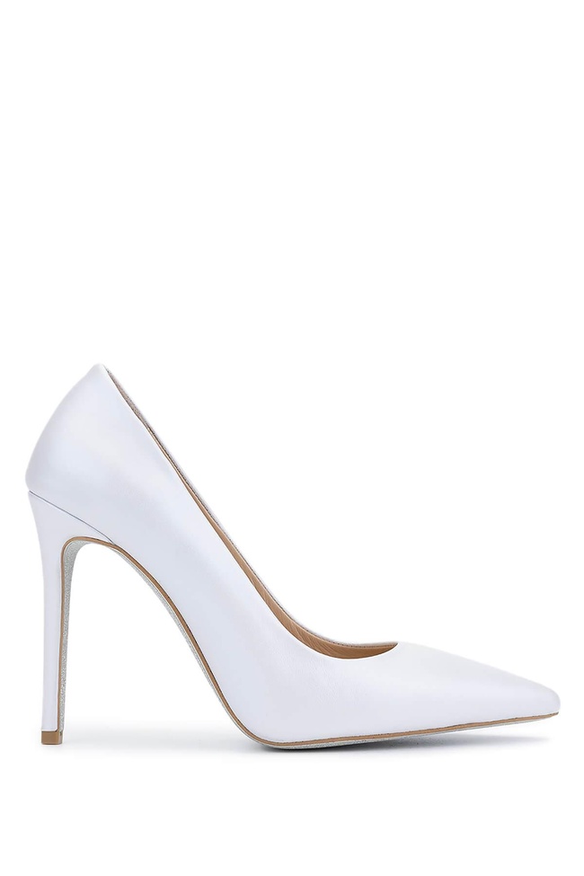  Tamer Tanca Kadın Hakiki Deri Beyaz Sedef Topuklu Ayakkabı