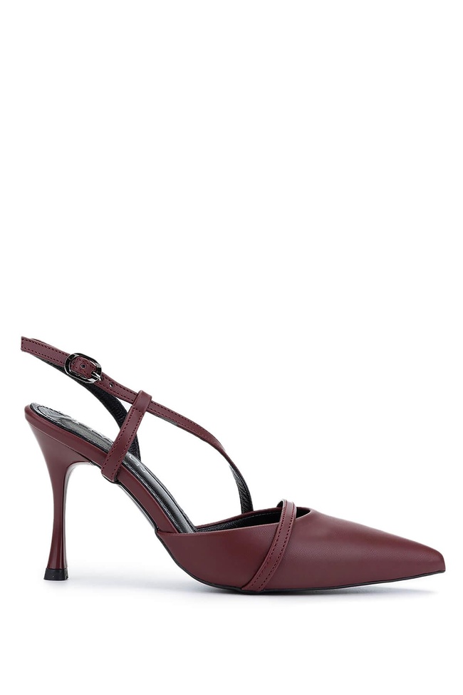 Tamer Tanca Kadın Vegan Bordo Topuklu Ayakkabı