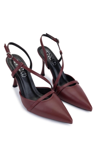  Tamer Tanca Kadın Vegan Bordo Topuklu Ayakkabı