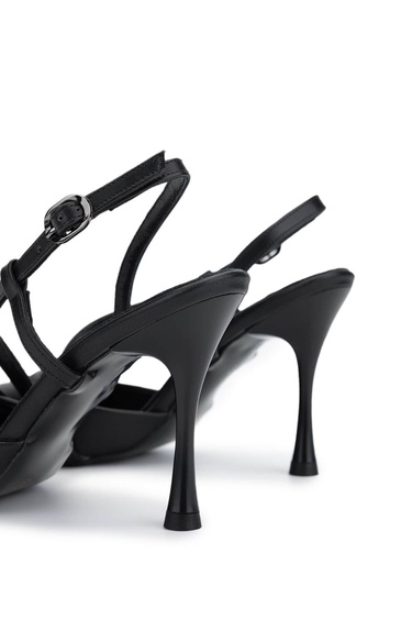  Tamer Tanca Kadın Vegan Siyah Topuklu Ayakkabı