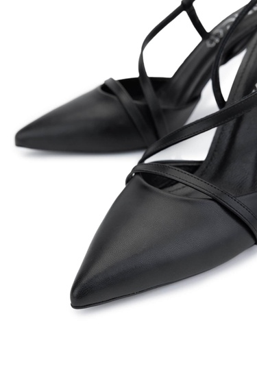  Tamer Tanca Kadın Vegan Siyah Topuklu Ayakkabı