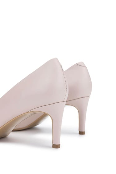  Tamer Tanca Kadın Hakiki Deri Bej Topuklu Ayakkabı