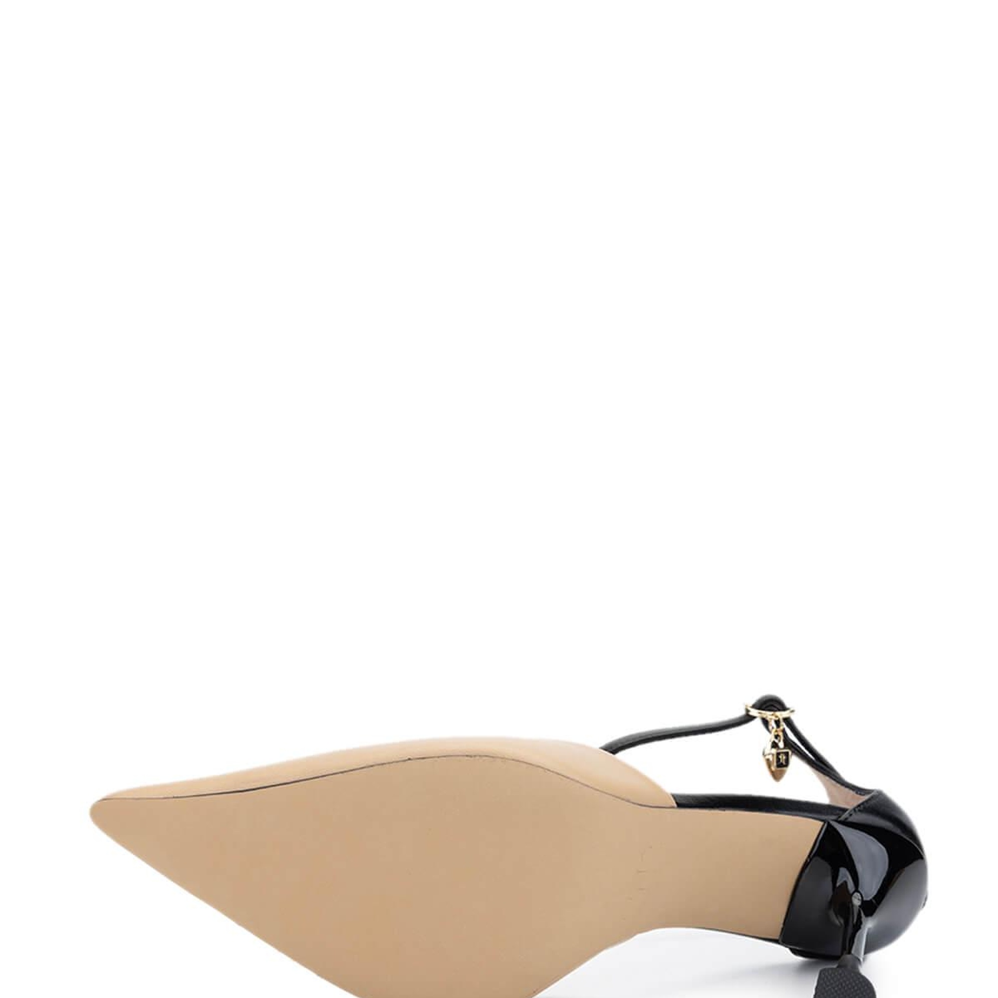 Tamer Tanca Kadın Hakiki Deri Bej/Siyah Topuklu Ayakkabı