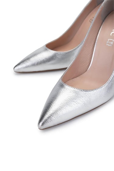  Tamer Tanca Kadın Vegan Gri Topuklu Ayakkabı