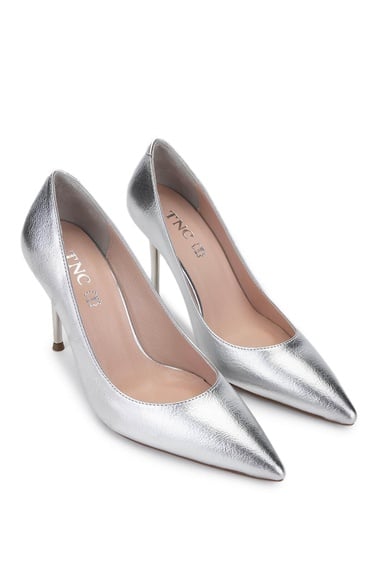  Tamer Tanca Kadın Vegan Gri Topuklu Ayakkabı