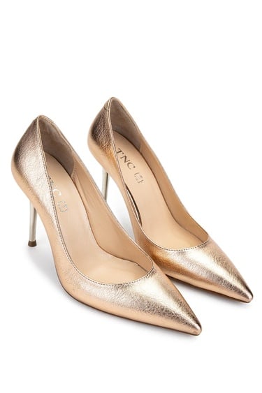  Tamer Tanca Kadın Vegan Bej Topuklu Ayakkabı