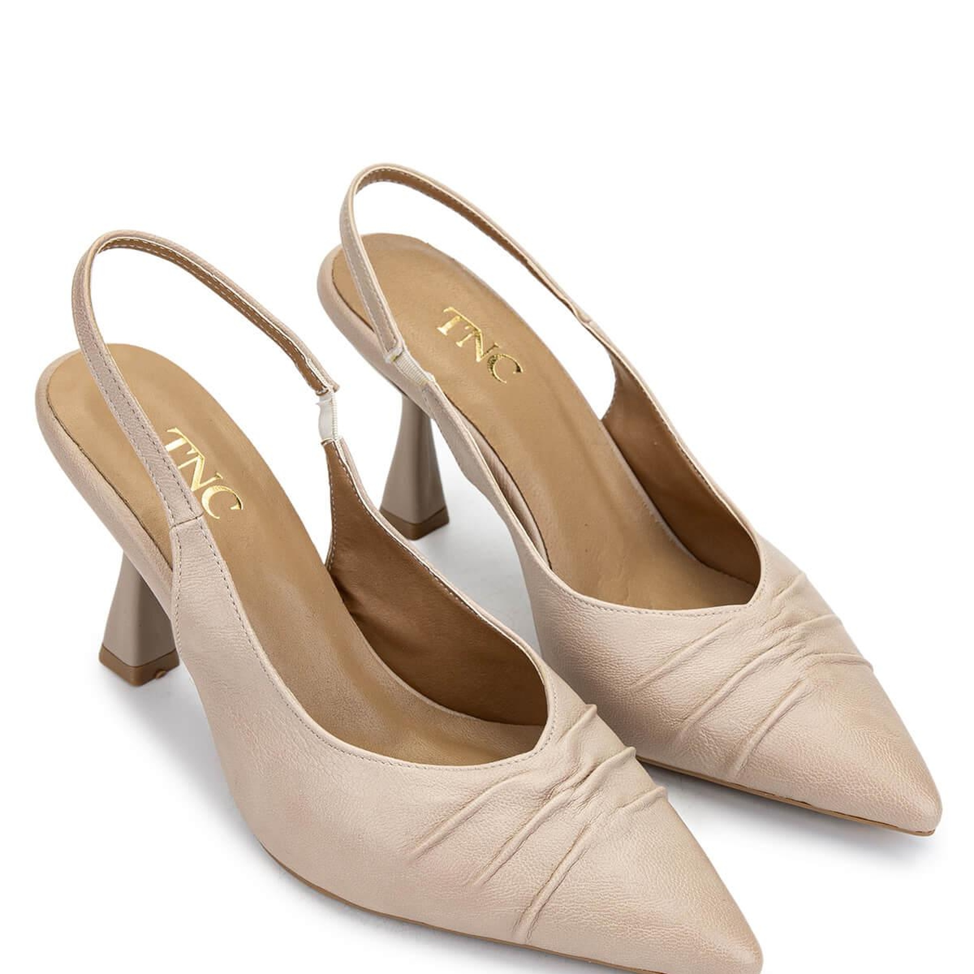 Tamer Tanca Kadın Vegan Bej Topuklu Ayakkabı