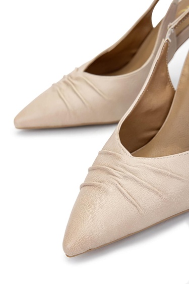  Tamer Tanca Kadın Vegan Bej Topuklu Ayakkabı