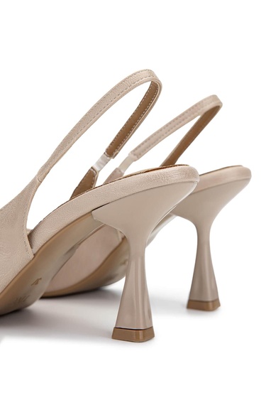  Tamer Tanca Kadın Vegan Bej Topuklu Ayakkabı