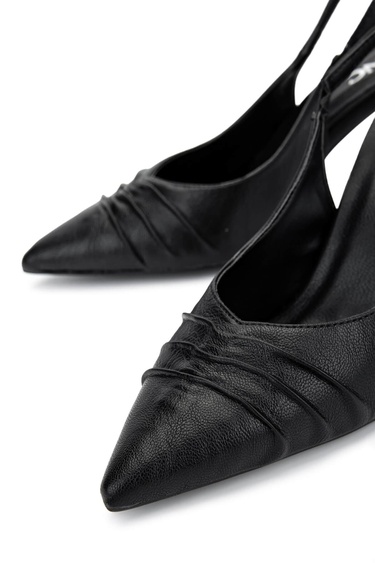  Tamer Tanca Kadın Vegan Siyah Topuklu Ayakkabı