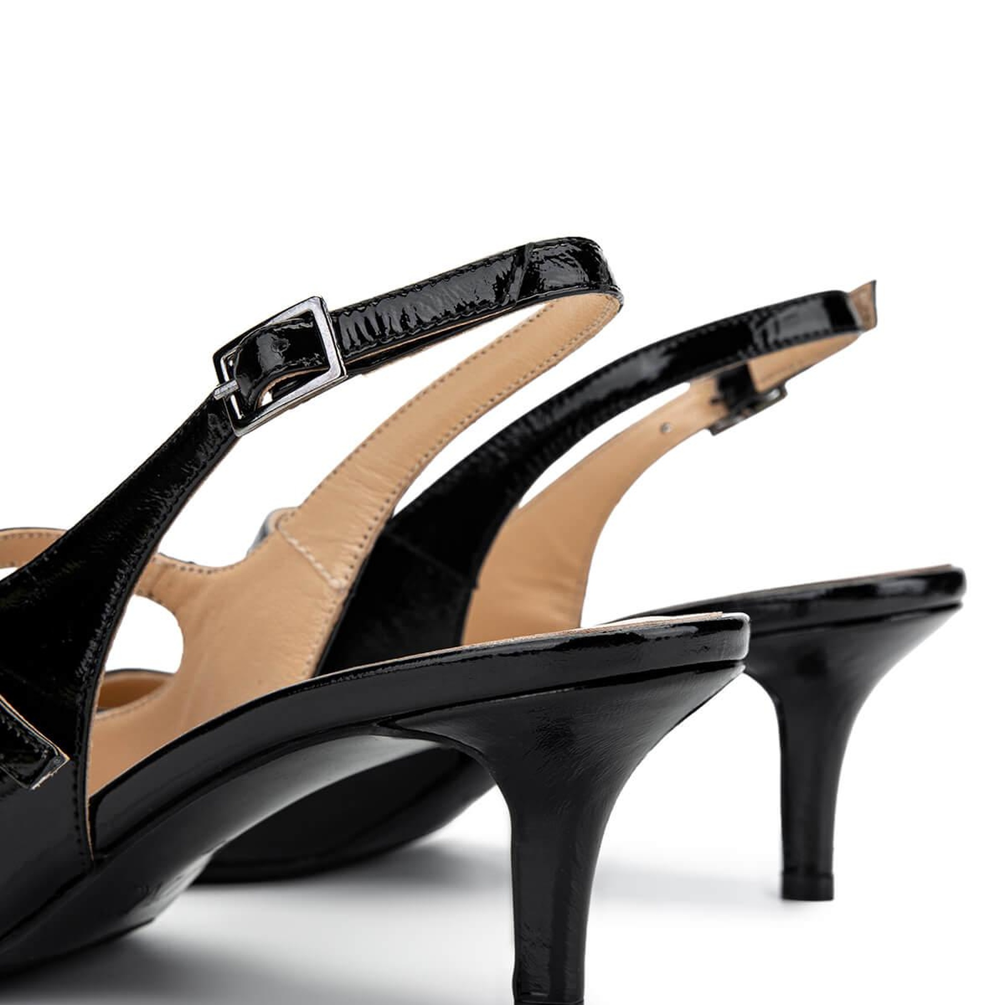 Tamer Tanca Kadın Hakiki Deri Siyah Rugan Topuklu Ayakkabı