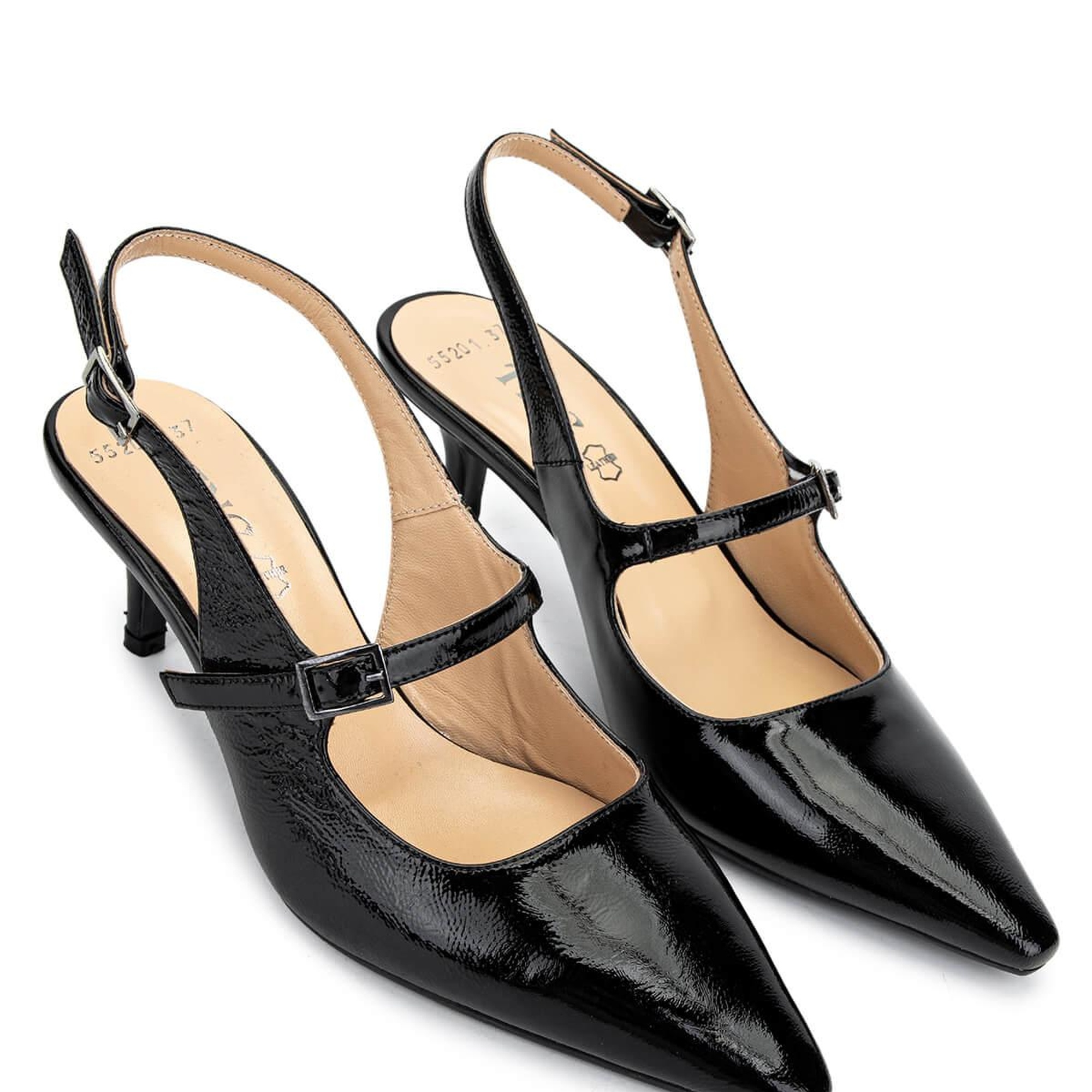 Tamer Tanca Kadın Hakiki Deri Siyah Rugan Topuklu Ayakkabı