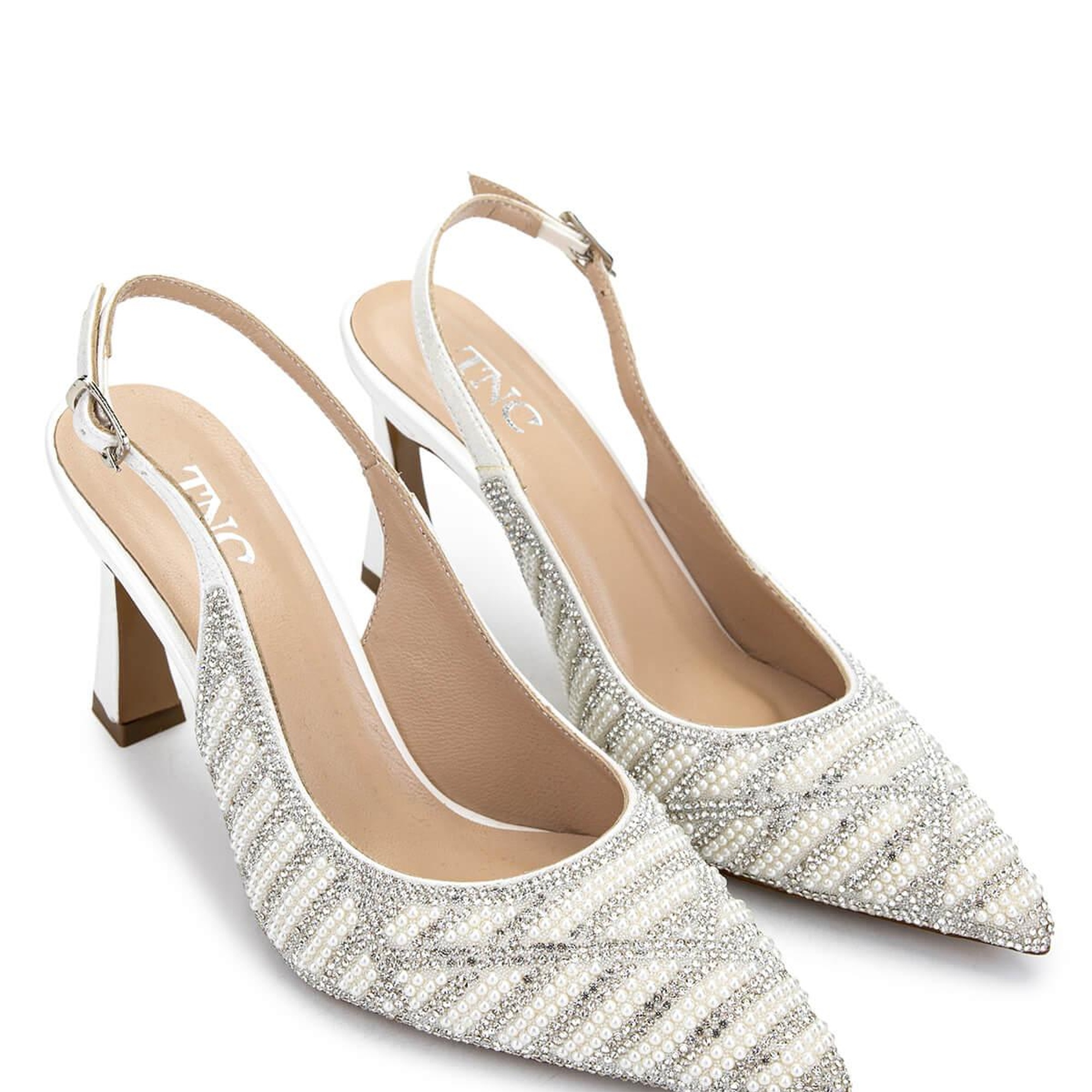 Tamer Tanca Kadın Vegan Beyaz Sedef Topuklu Ayakkabı