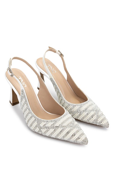  Tamer Tanca Kadın Vegan Beyaz Sedef Topuklu Ayakkabı