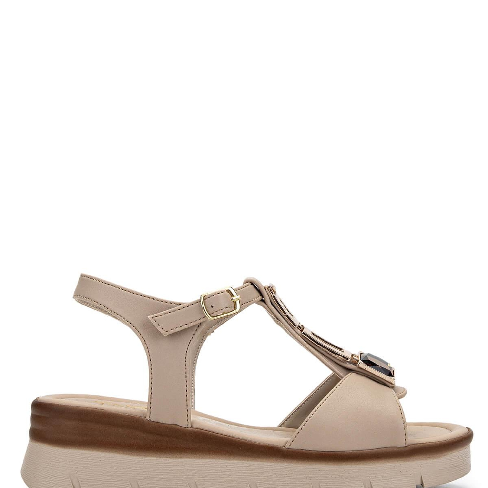 Tamer Tanca Kadın Vegan Bej Topuklu Sandalet