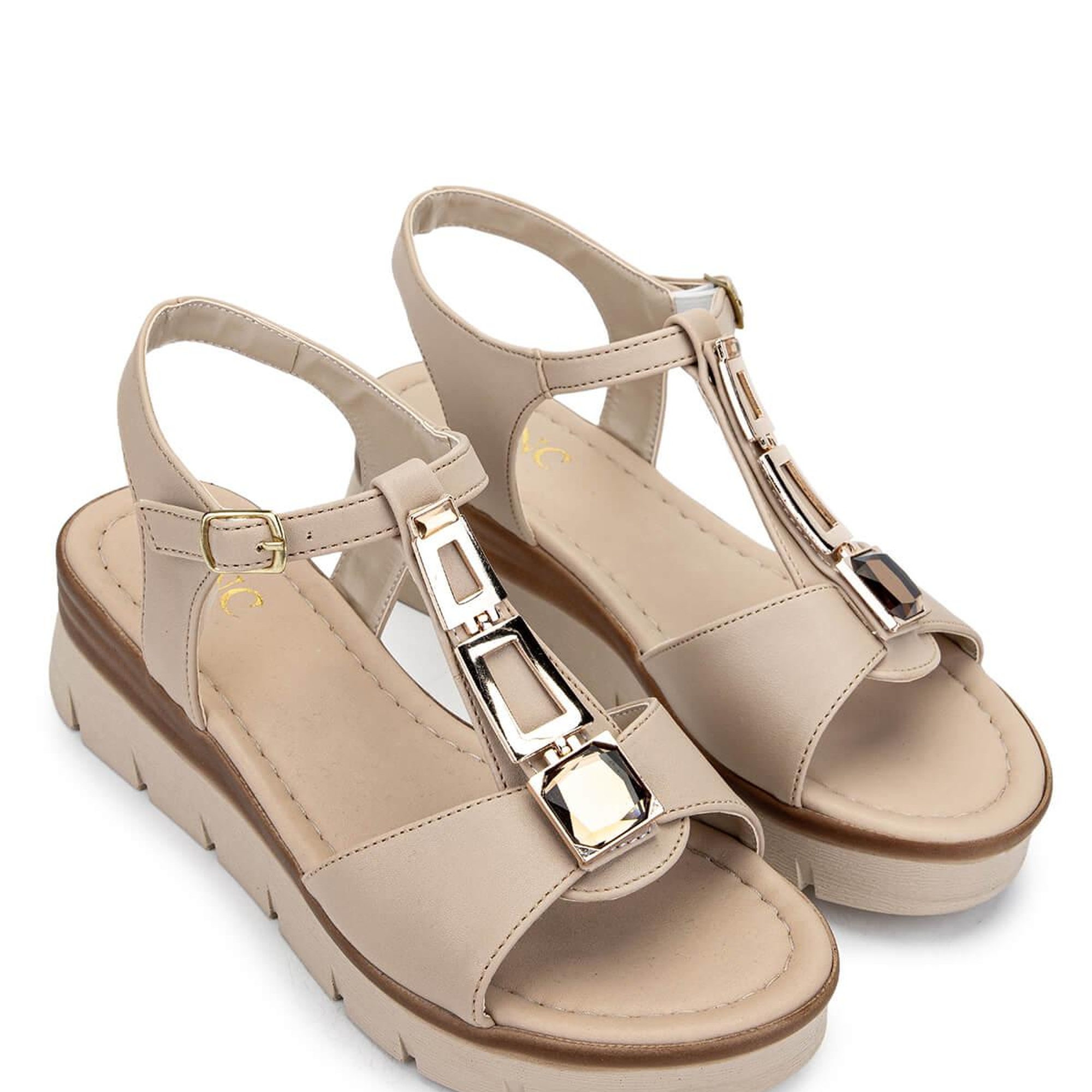 Tamer Tanca Kadın Vegan Bej Topuklu Sandalet