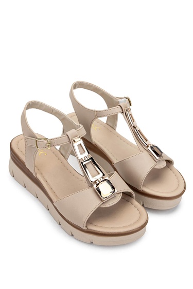  Tamer Tanca Kadın Vegan Bej Topuklu Sandalet