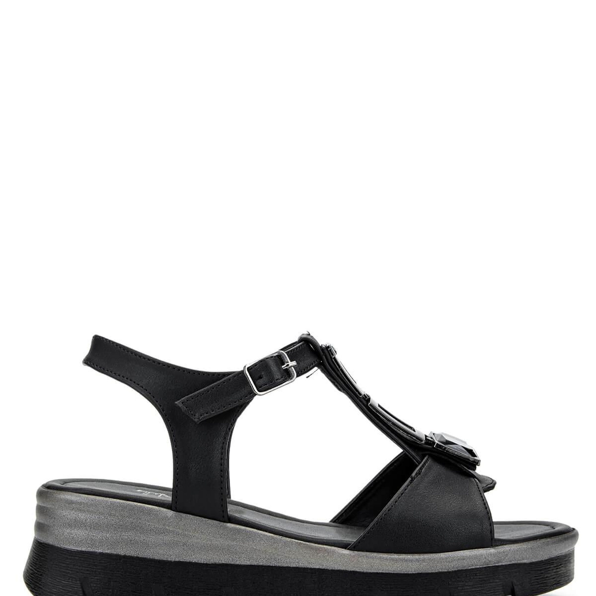 Tamer Tanca Kadın Vegan Siyah Topuklu Sandalet