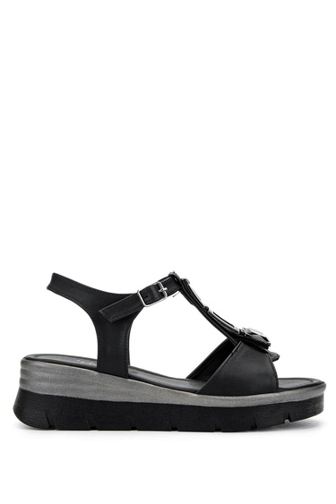  Tamer Tanca Kadın Vegan Siyah Topuklu Sandalet