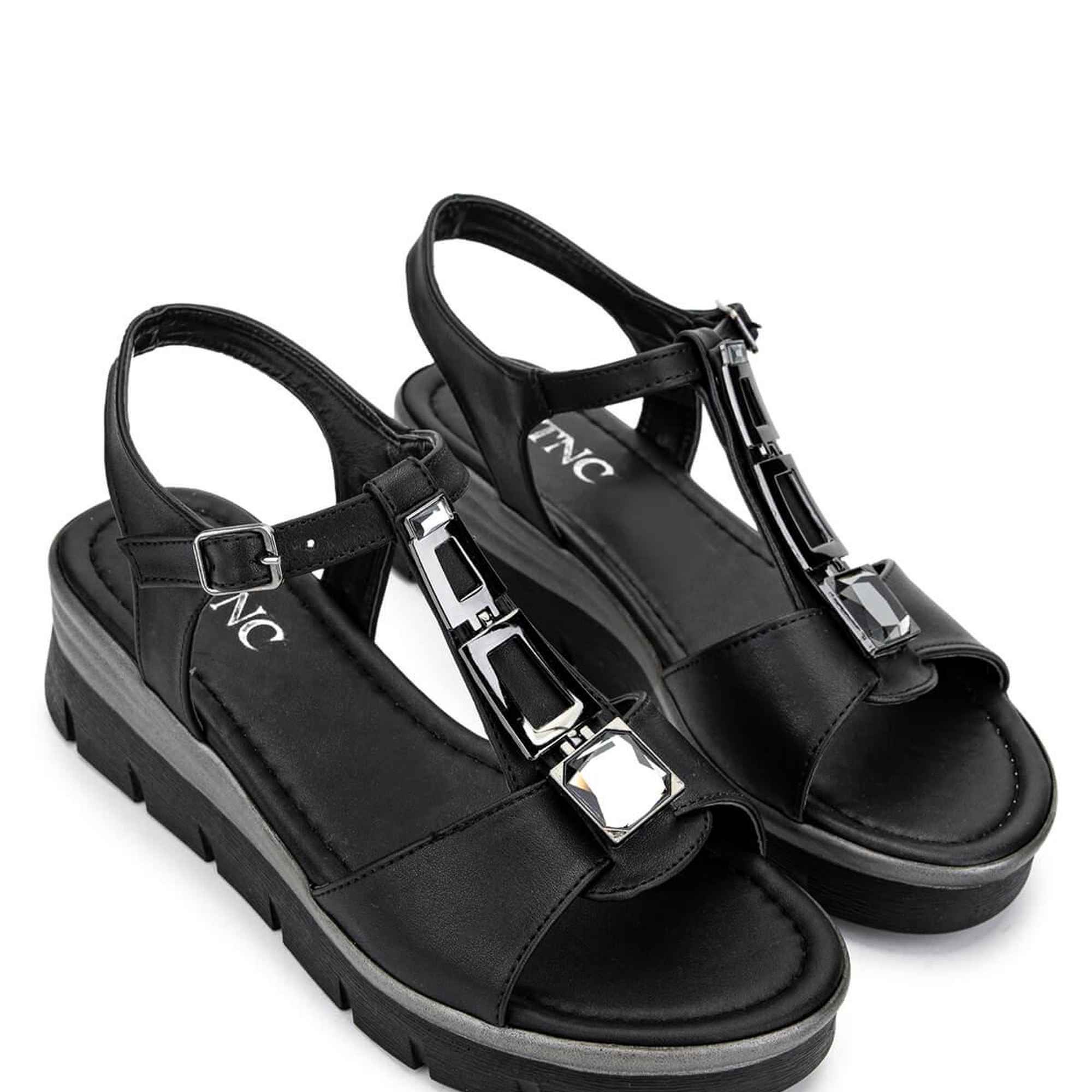 Tamer Tanca Kadın Vegan Siyah Topuklu Sandalet