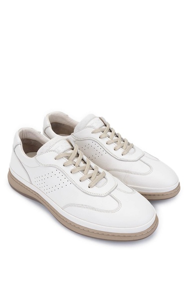  Tamer Tanca Erkek Hakiki Deri Kırık Beyaz Casual Ayakkabı