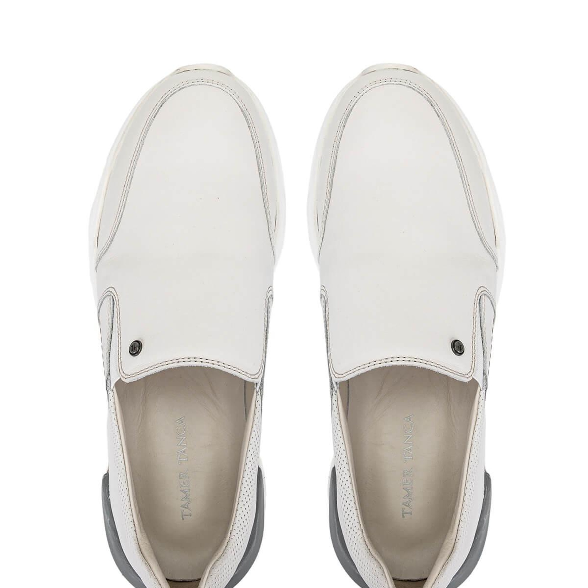 Tamer Tanca Erkek Hakiki Deri Beyaz Casual Ayakkabı