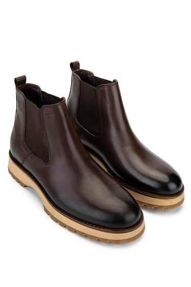  Tamer Tanca Erkek Hakiki Deri Kahverengi Casual Bot