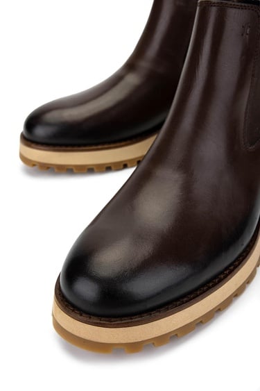  Tamer Tanca Erkek Hakiki Deri Kahverengi Casual Bot