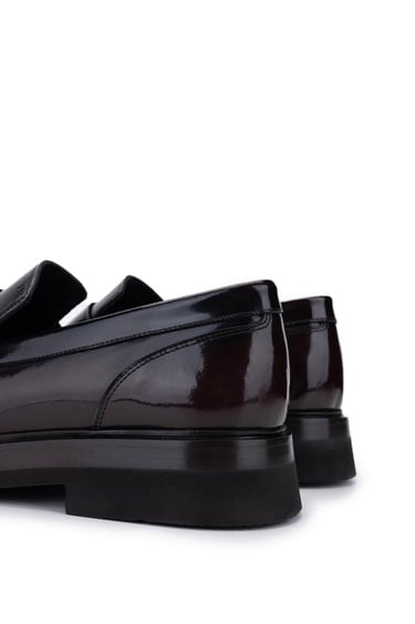  Tamer Tanca Erkek Hakiki Deri Bordo Loafer Ayakkabı