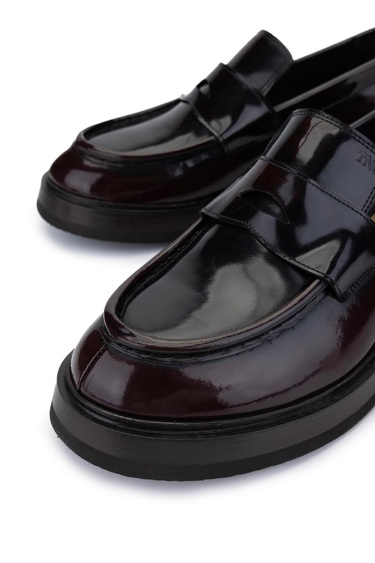  Tamer Tanca Erkek Hakiki Deri Bordo Loafer Ayakkabı