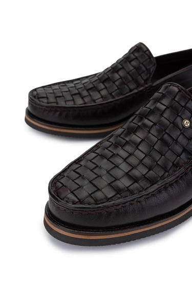  Tamer Tanca Erkek Hakiki Deri Kahverengi Loafer Ayakkabı