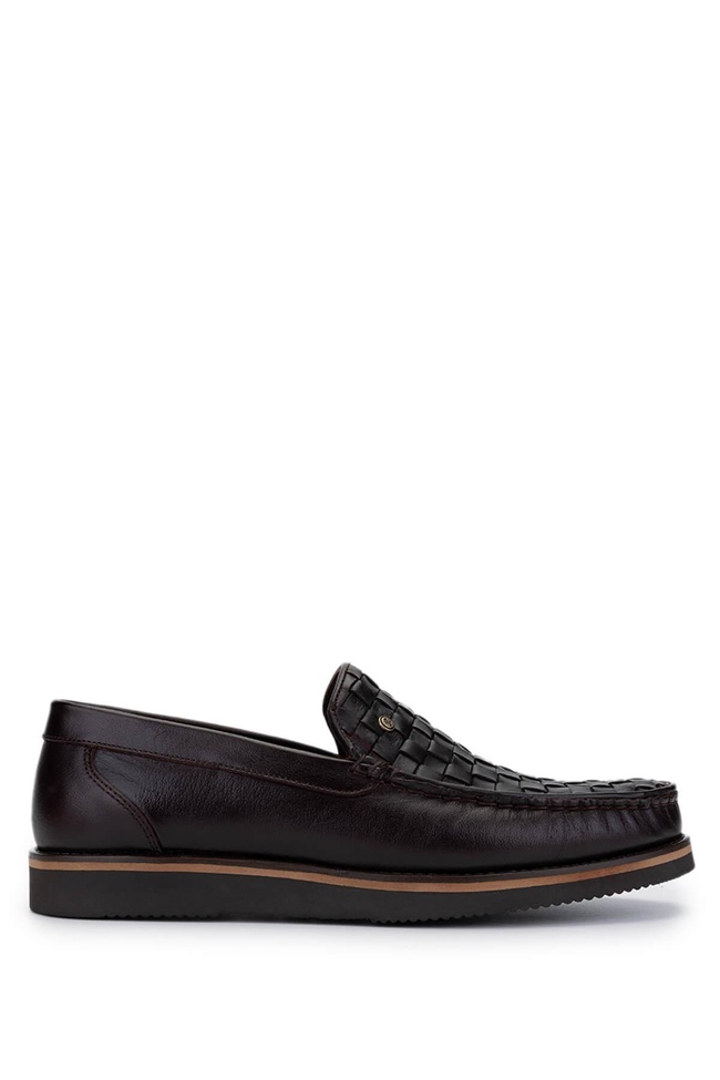  Tamer Tanca Erkek Hakiki Deri Kahverengi Loafer Ayakkabı